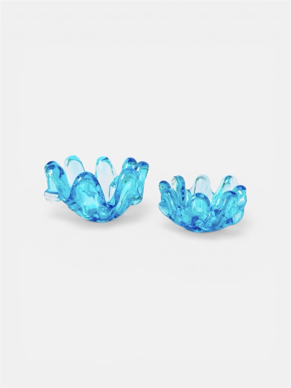 Set of 2 Vintage Murano style Aqua Glass Nesting Bowls